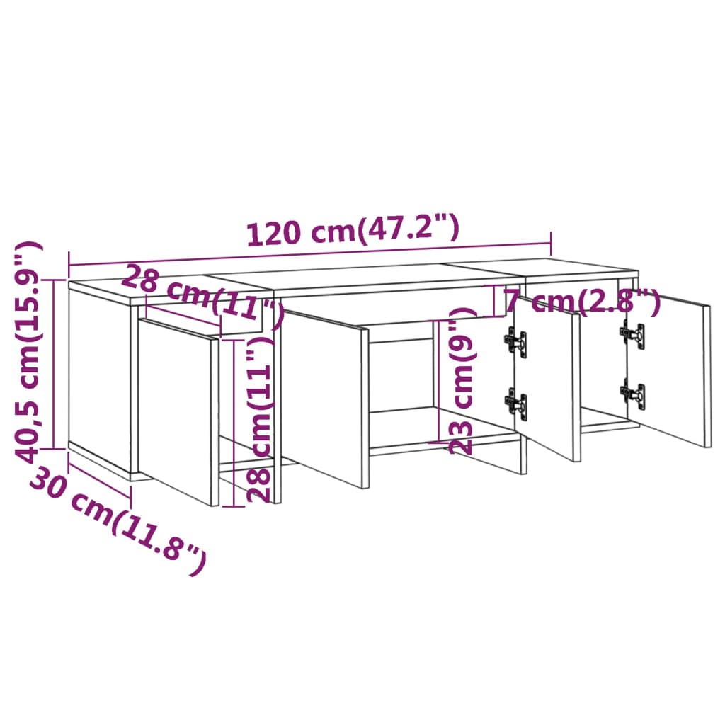 TV ormarić boja smeđeg hrasta 120x30x40,5 cm konstruirano drvo
