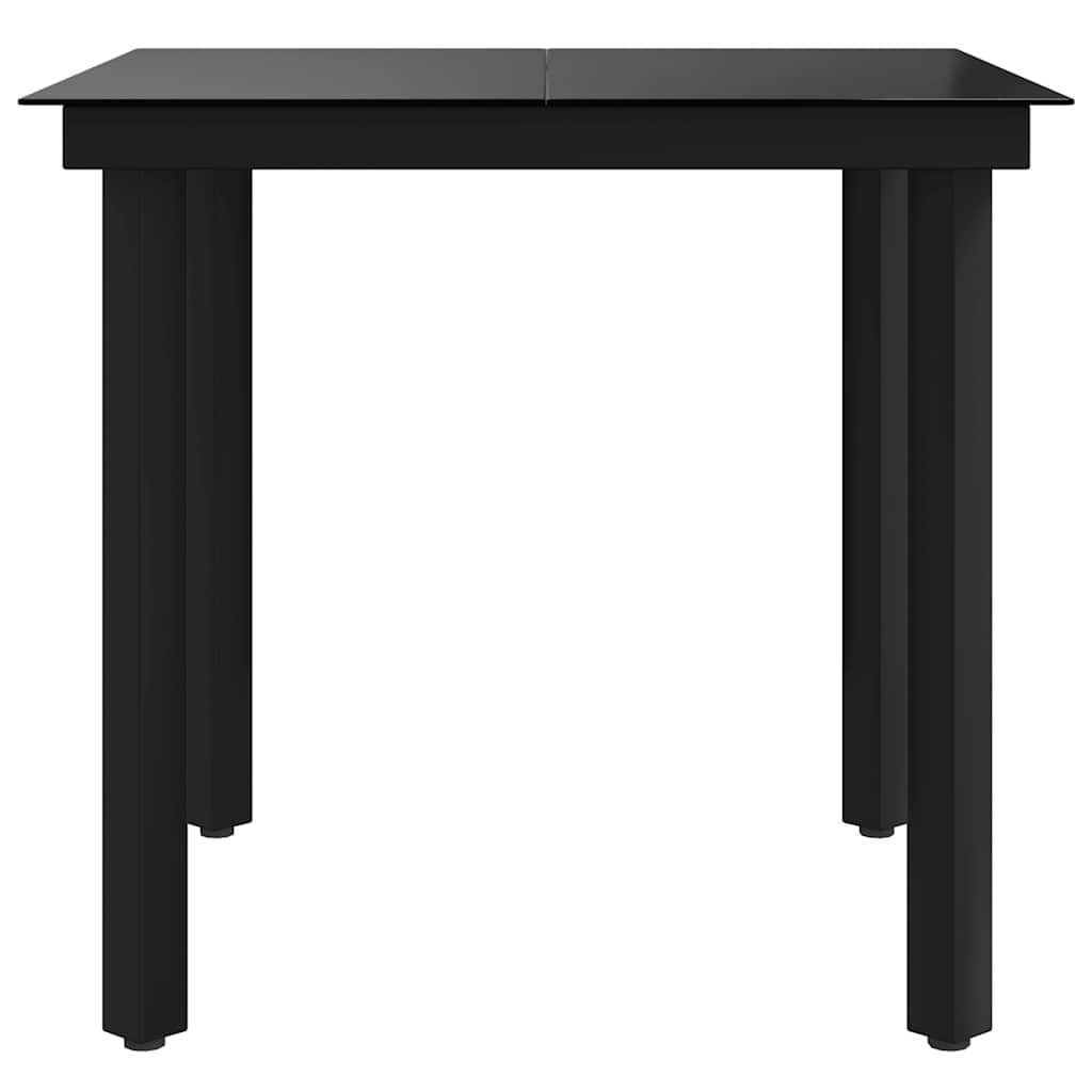 Vrtni blagovaonski stol crni 80 x 80 x 74 cm od čelika i stakla