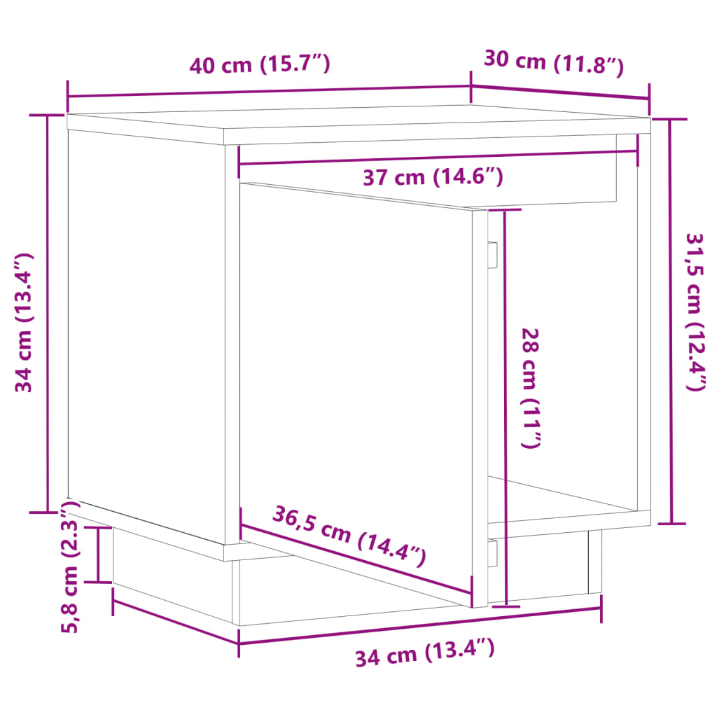 Noćni ormarići 2 kom boja meda 40x30x40 cm od masivne borovine