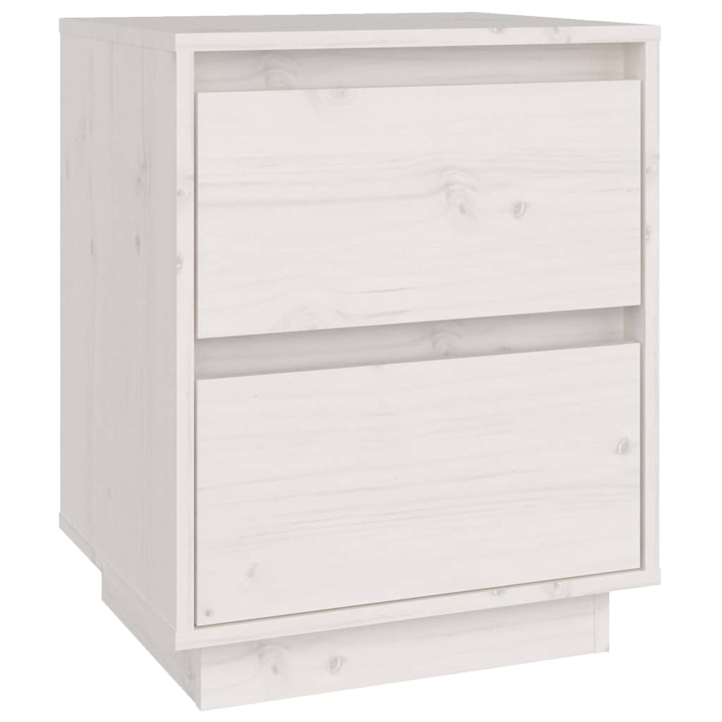 Noćni ormarići 2 kom bijeli 40 x 35 x 50 cm od masivne borovine