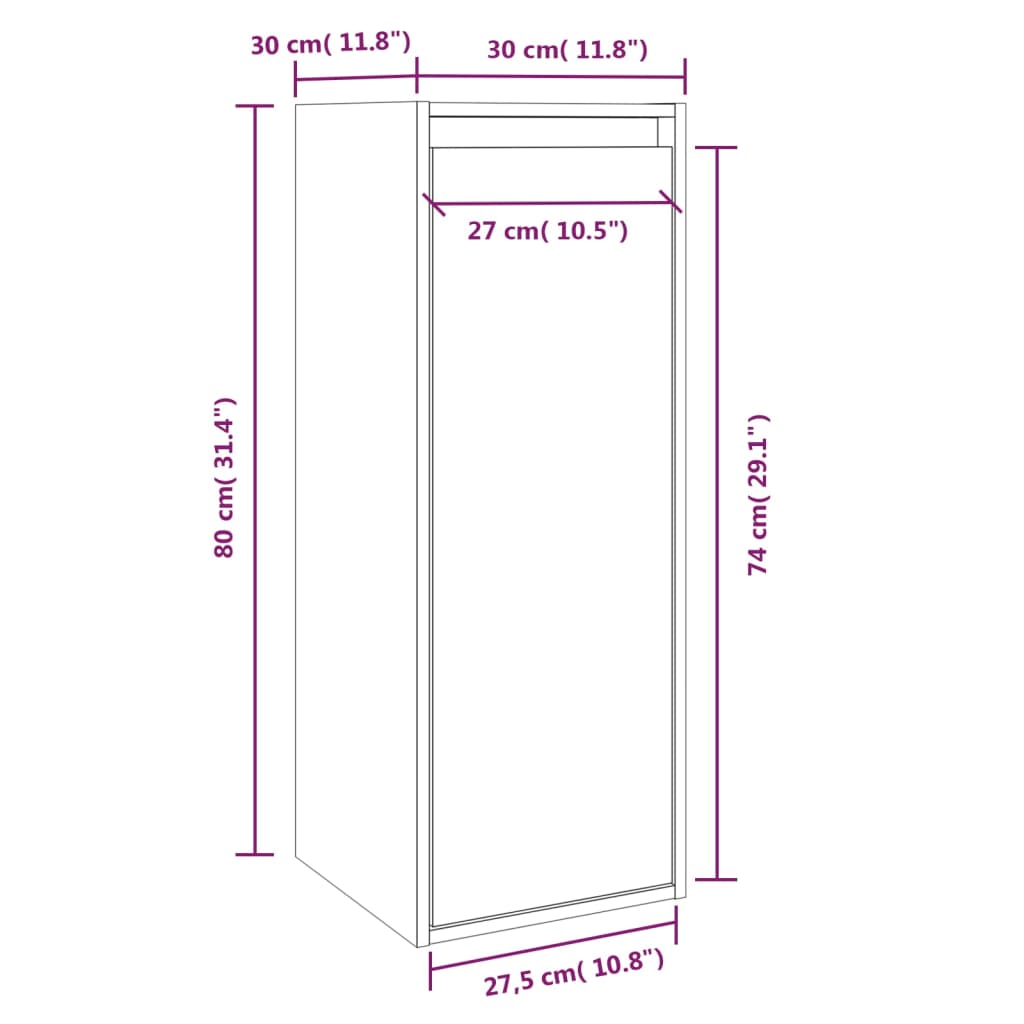 Zidni ormarići 2 kom boja meda 30x30x80 cm od masivne borovine