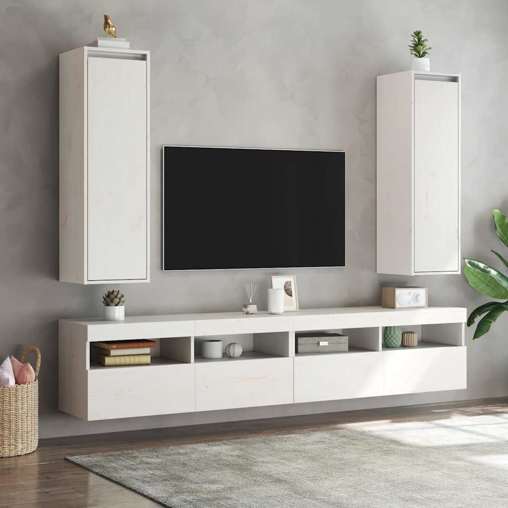 Zidni ormarići 2 kom bijeli 30x30x100 cm od masivne borovine