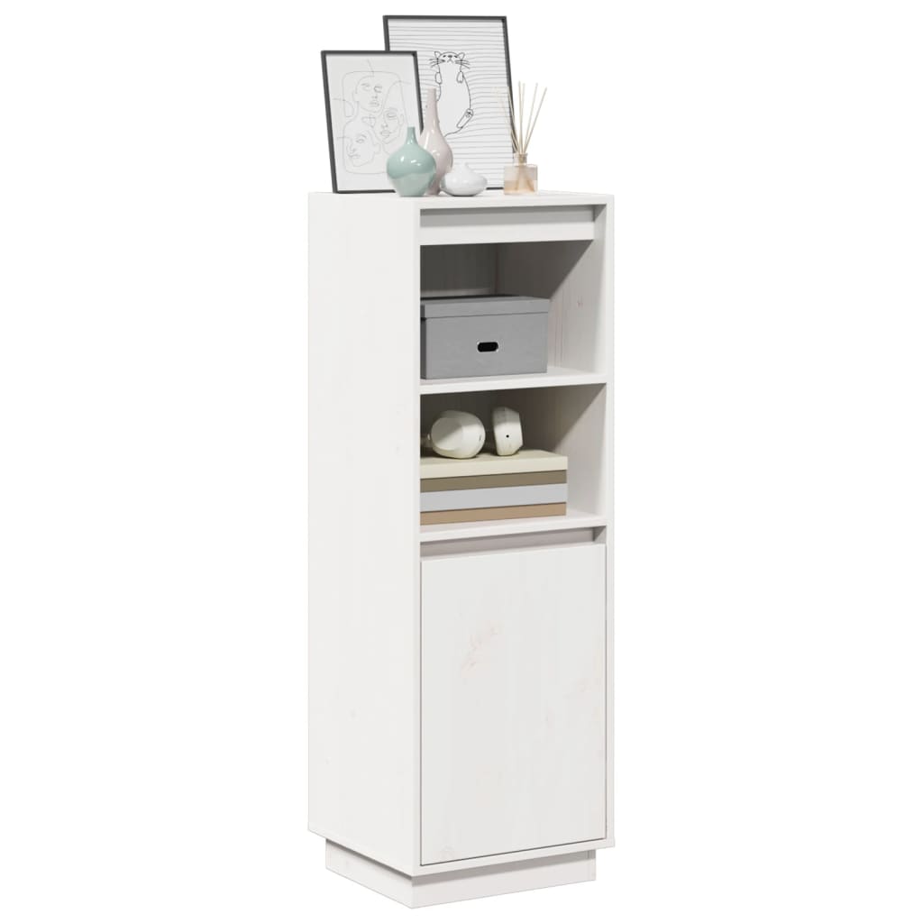 Visoka komoda bijela 37 x 34 x 110 cm od masivne borovine