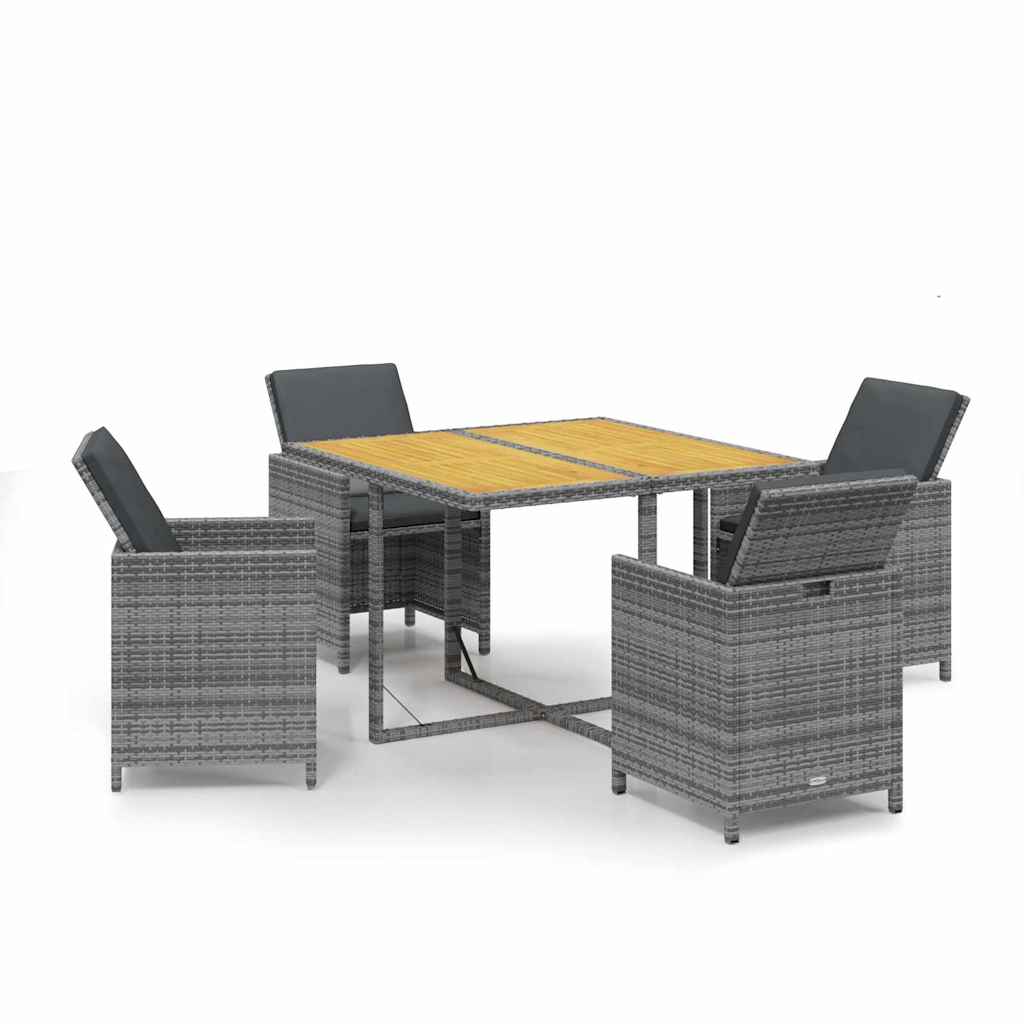 5-dijelni vrtni blagovaonski set od poliratana sivi Siva 109 cm table length