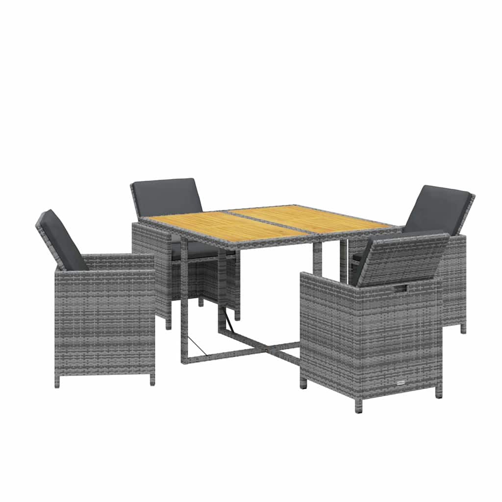 5-dijelni vrtni blagovaonski set od poliratana sivi Siva 109 cm table length