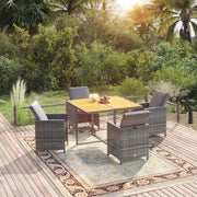 5-dijelni vrtni blagovaonski set od poliratana sivi Siva 109 cm table length
