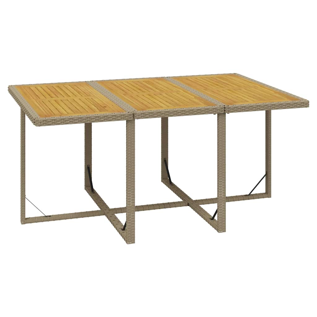 7-dijelni vrtni blagovaonski set od poliratana s jastucima bež 163 cm table length