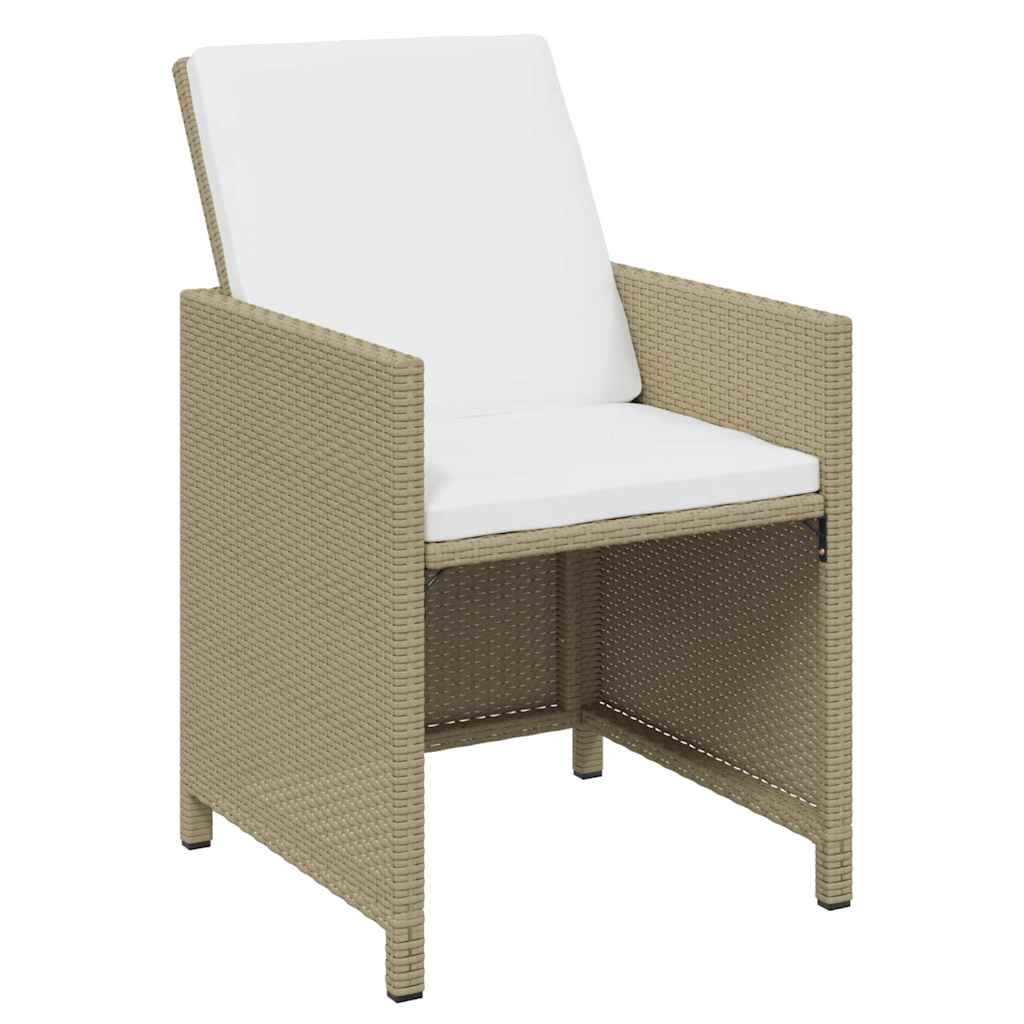 11-dijelni vrtni blagovaonski set od poliratana s jastucima bež 163 cm table length