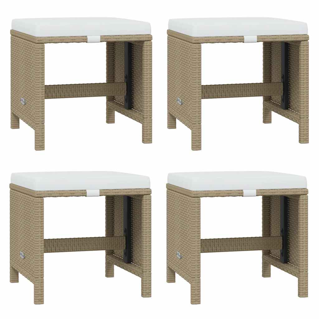 11-dijelni vrtni blagovaonski set od poliratana s jastucima bež 163 cm table length