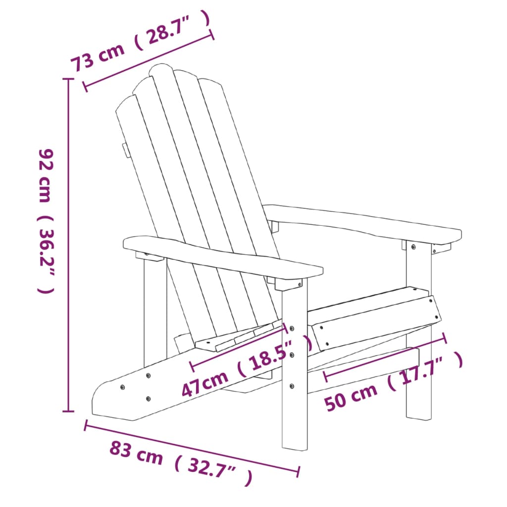 Vrtna stolica Adirondack sa stolom HDPE bijele