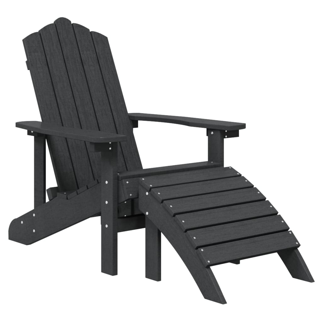 Vrtne stolice Adirondack s osloncem i stolićem HDPE antracit