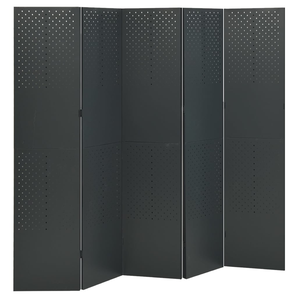Sobne pregrade s 5 panela 2 kom antracit 200 x 180 cm čelične