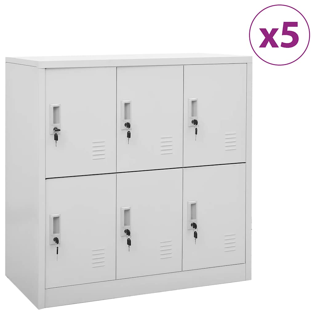 Ormarići s ključem 5 kom svjetlosivi 90 x 45 x 92,5 cm čelični