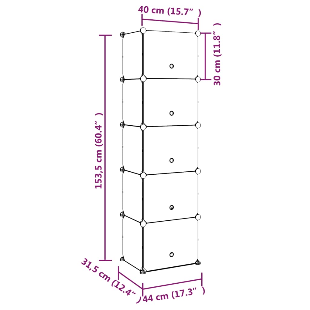 Stalak za cipele prozirni 44 x 31,5 x 153,5 cm od PP-a