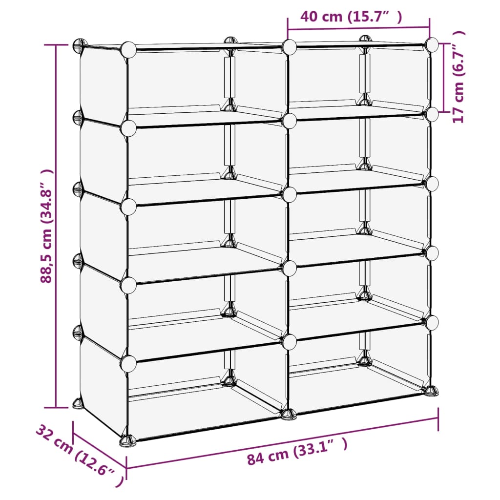 Stalak za cipele prozirni 84 x 32 x 88,5 cm PP