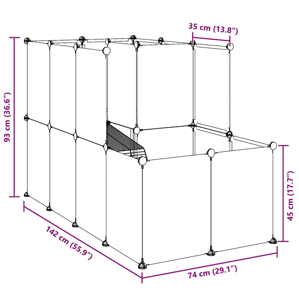 Kavez za male životinje prozirni 142 x 74 x 93 cm PP i čelik