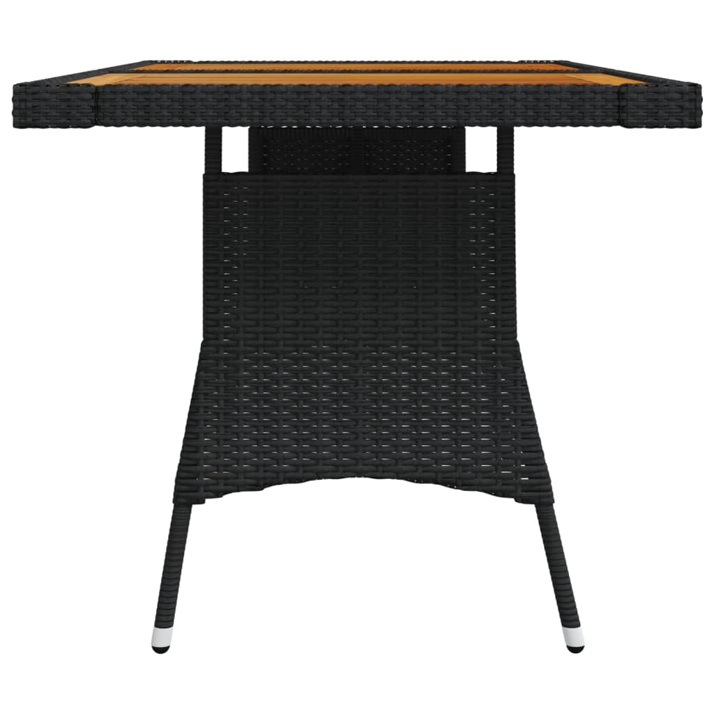 Vrtni stol crni 130x70x72 cm poliratan i masivno bagremovo drvo