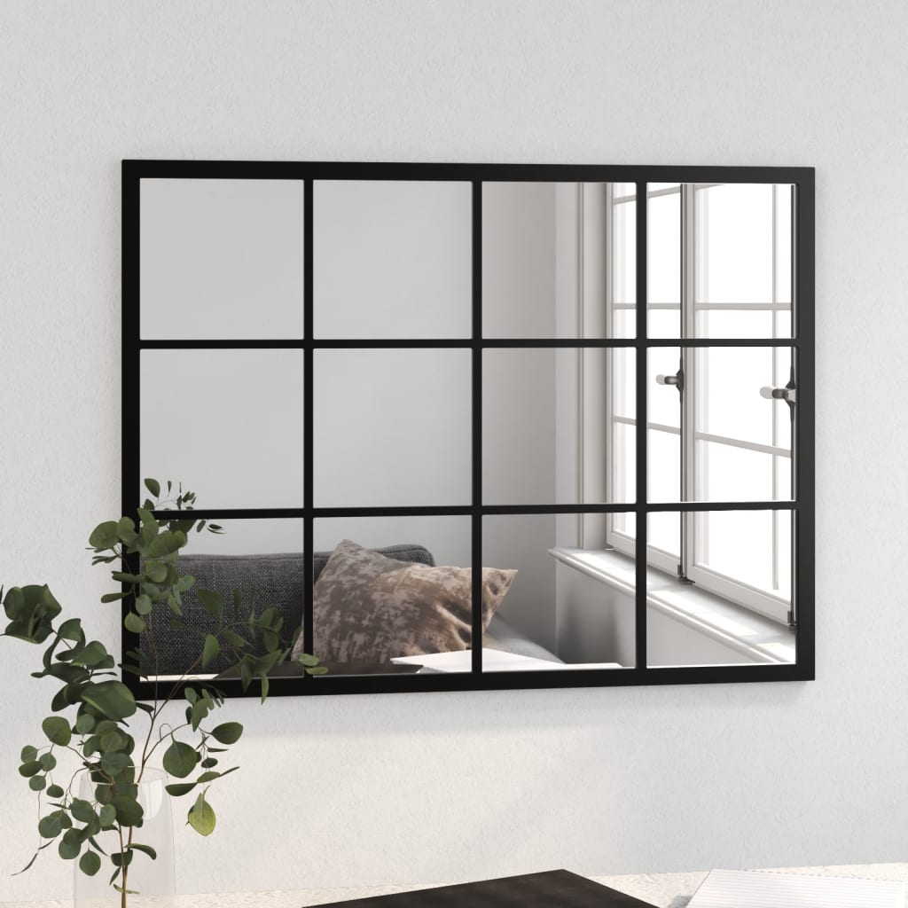 Zidno ogledalo crno 80 x 60 cm metalno