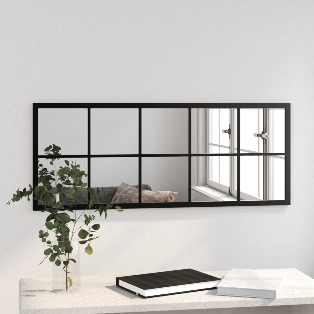 Zidno ogledalo crno 100 x 40 cm metalno