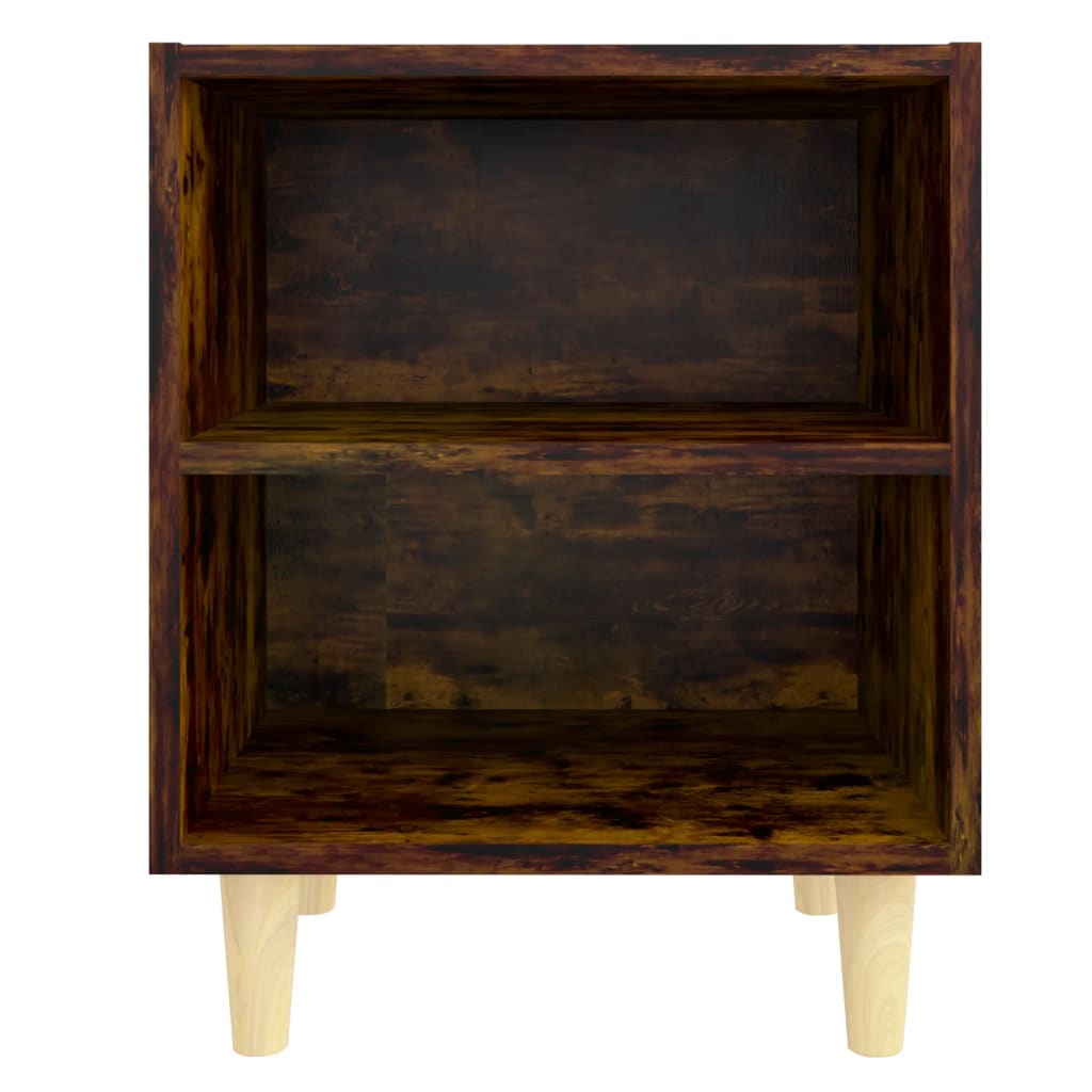 Noćni ormarić s drvenim nogama 2 kom dimljeni hrast 40x30x50 cm