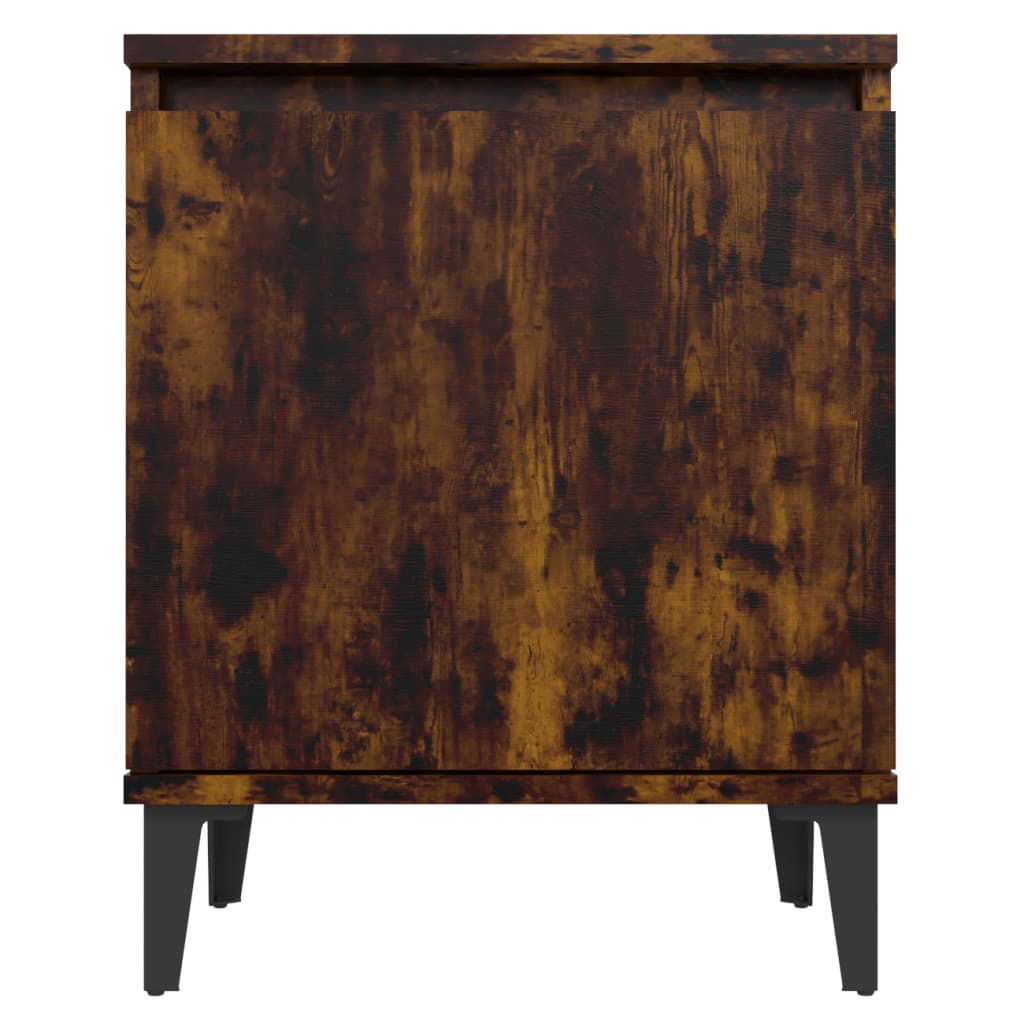 Noćni ormarići s metalnim nogama dimljeni hrast 40 x 30 x 50 cm