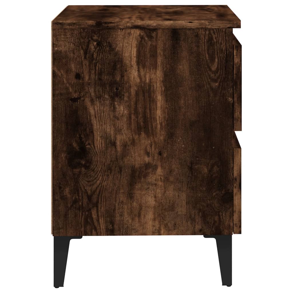 Noćni ormarići s metalnim nogama 2 kom boja hrasta 40x35x50 cm