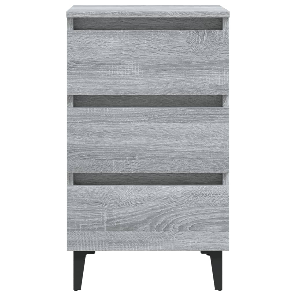 Noćni ormarić s metalnim nogama boja sivog hrasta 40x35x69 cm