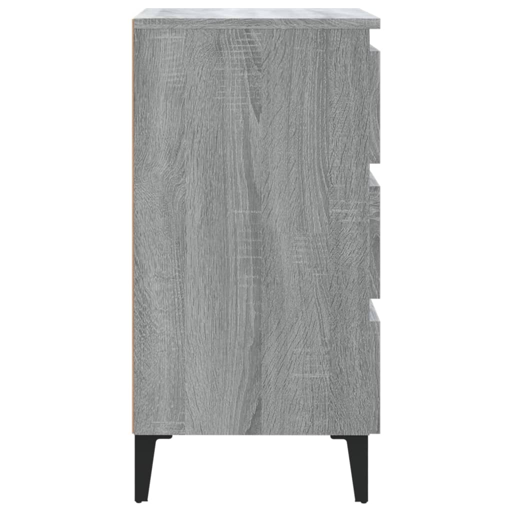Noćni ormarić s metalnim nogama boja sivog hrasta 40x35x69 cm
