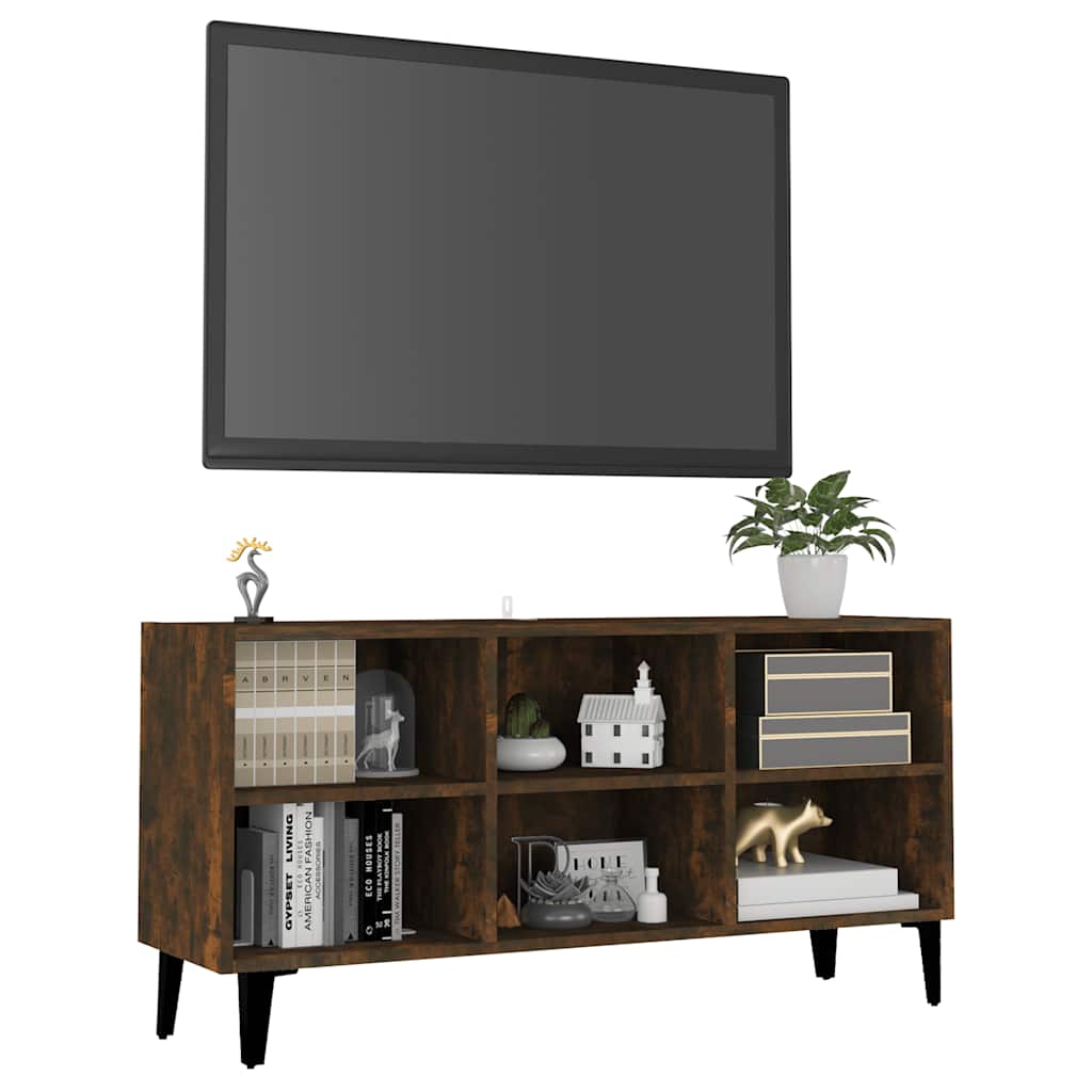 TV ormarić s metalnim nogama dimljena boja hrasta 103,5x30x50cm