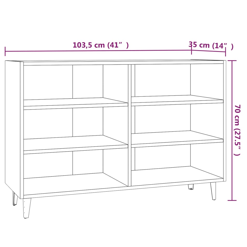 Komoda boja dimljenog hrasta 103 x 35 x 70 cm konstruirano drvo