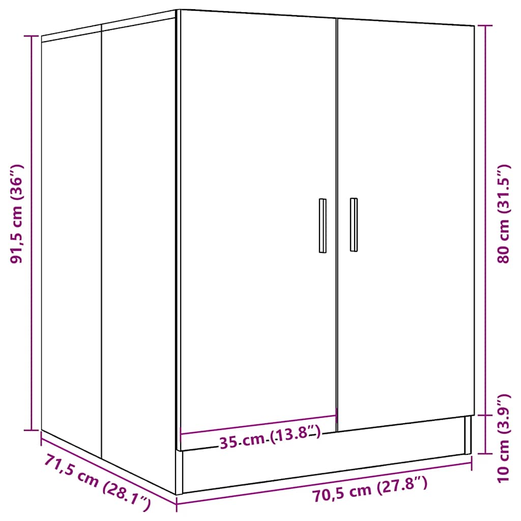 Ormarić za perilicu rublja boja dimljenog hrasta 71x71,5x91,5cm