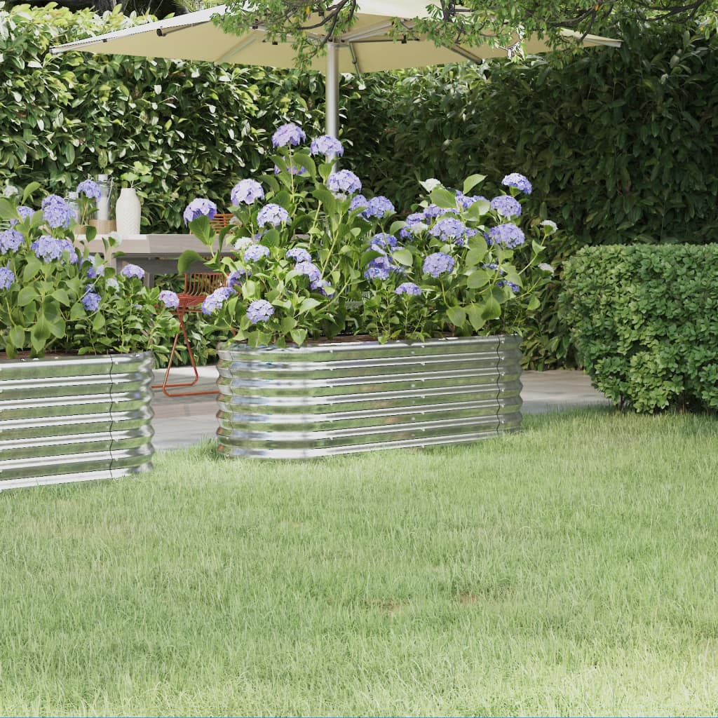 Povišena vrtna gredica od pocinčanog čelika 114 x 40 x 36 cm srebrna