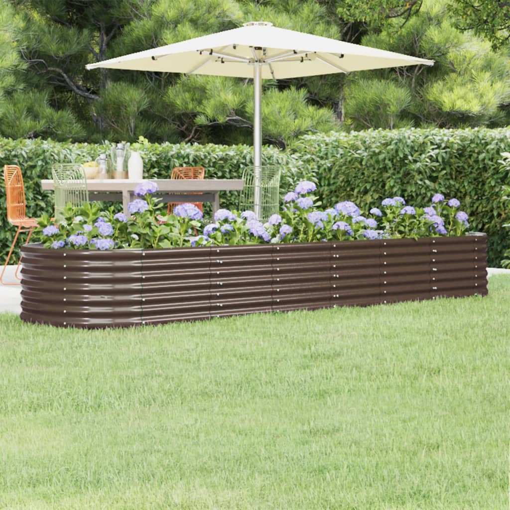 Povišena vrtna gredica od pocinčanog čelika 296 x 80 x 36 cm smeđi