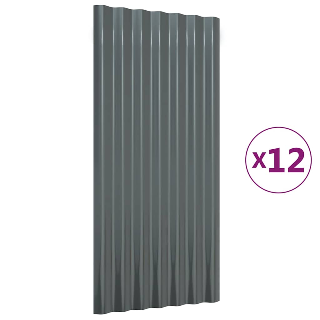 Krovni paneli 12 kom pocinčani čelik antracit 80x36 cm