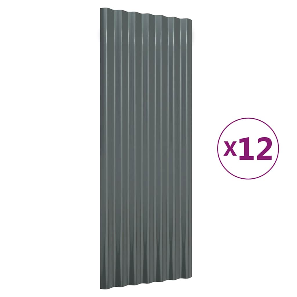 Krovni paneli 12 kom pocinčani čelik antracit 100x36 cm