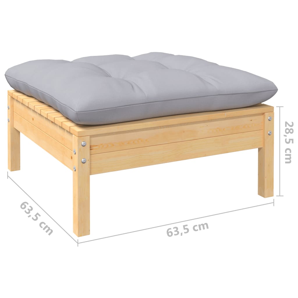 9-dijelna vrtna garnitura od borovine sa sivim jastucima