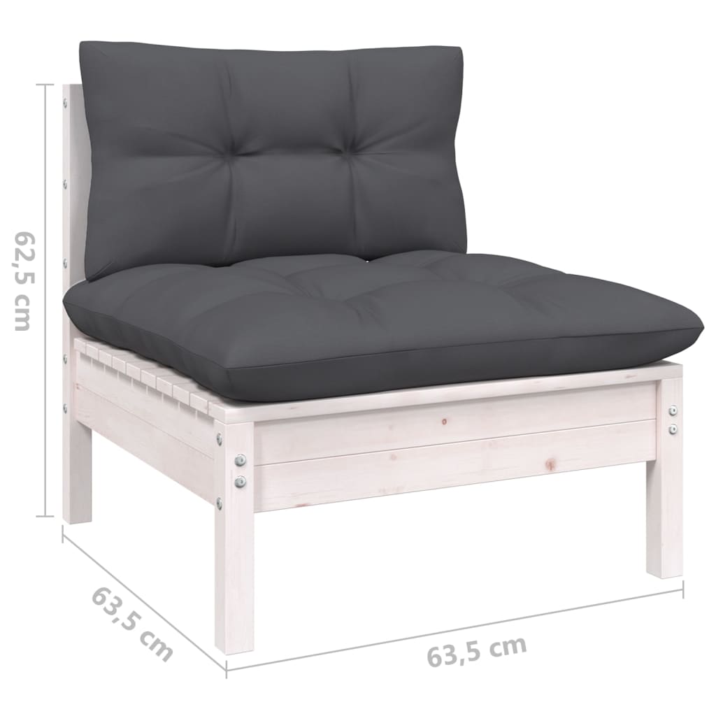 10-dijelna vrtna garnitura od borovine s jastucima bijela