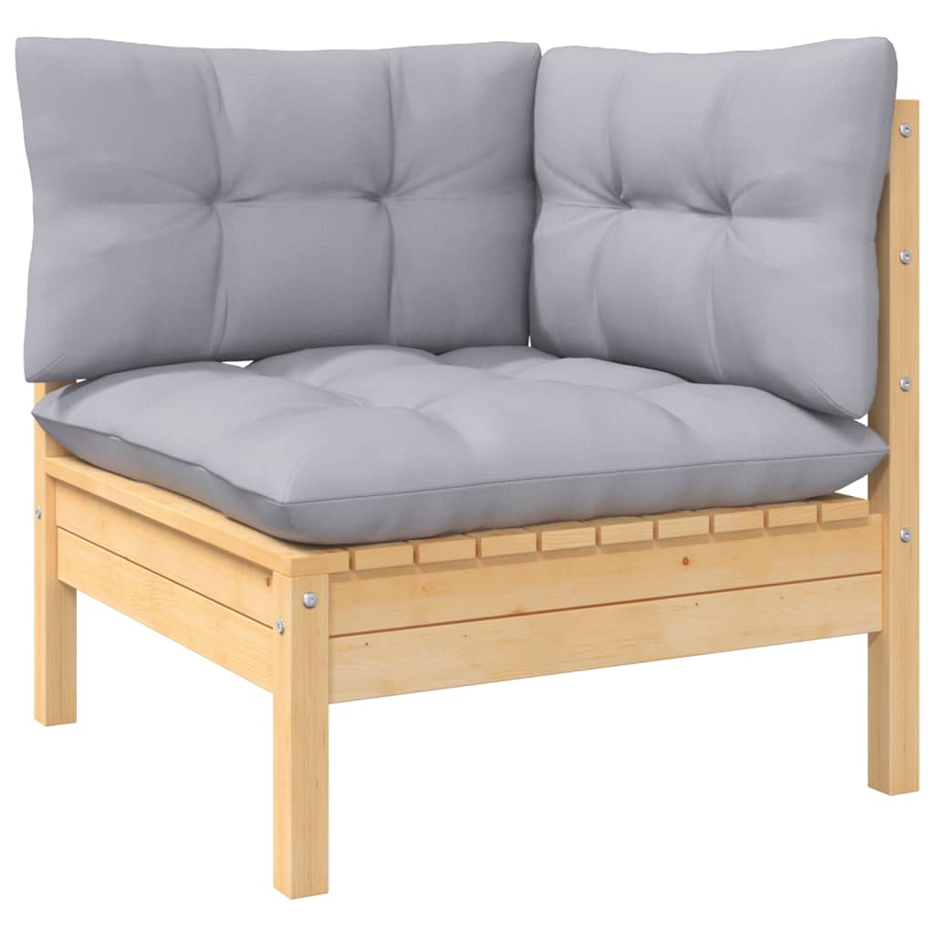 6-dijelna vrtna garnitura od borovine sa sivim jastucima