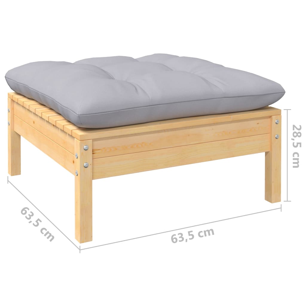 11-dijelna vrtna garnitura od borovine sa sivim jastucima