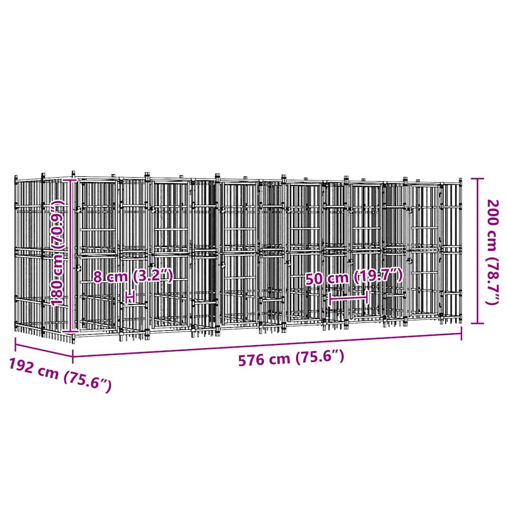 Vanjski kavez za pse čelični 11,06 m²