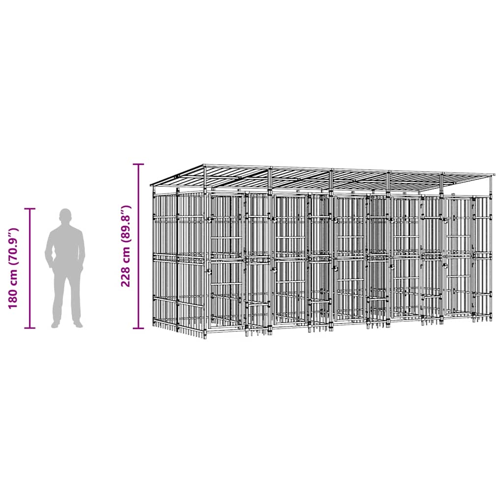 Vanjski kavez za pse s krovom čelični 9,22 m²