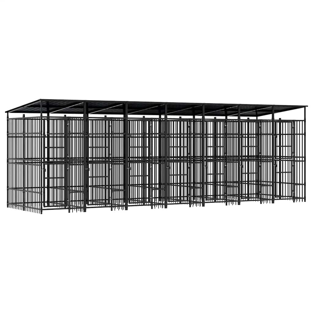 Vanjski kavez za pse s krovom čelični 12,9 m²