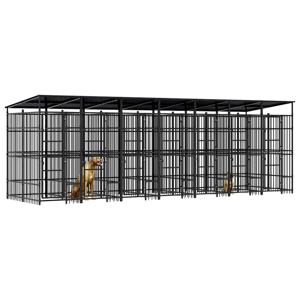 Vanjski kavez za pse s krovom čelični 12,9 m²