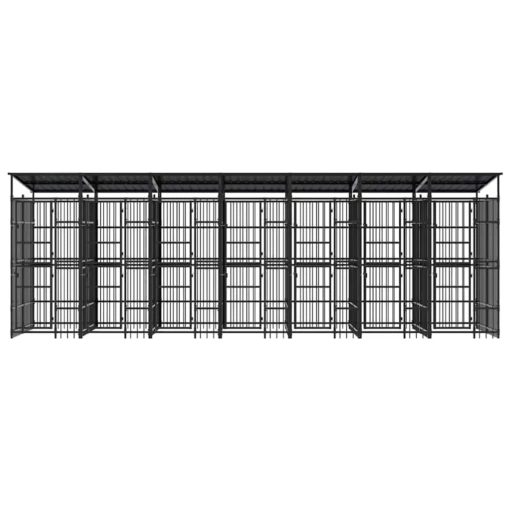 Vanjski kavez za pse s krovom čelični 12,9 m²