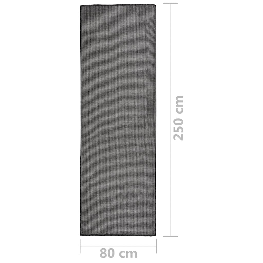 Vanjski tepih ravnog tkanja 80 x 250 cm sivi
