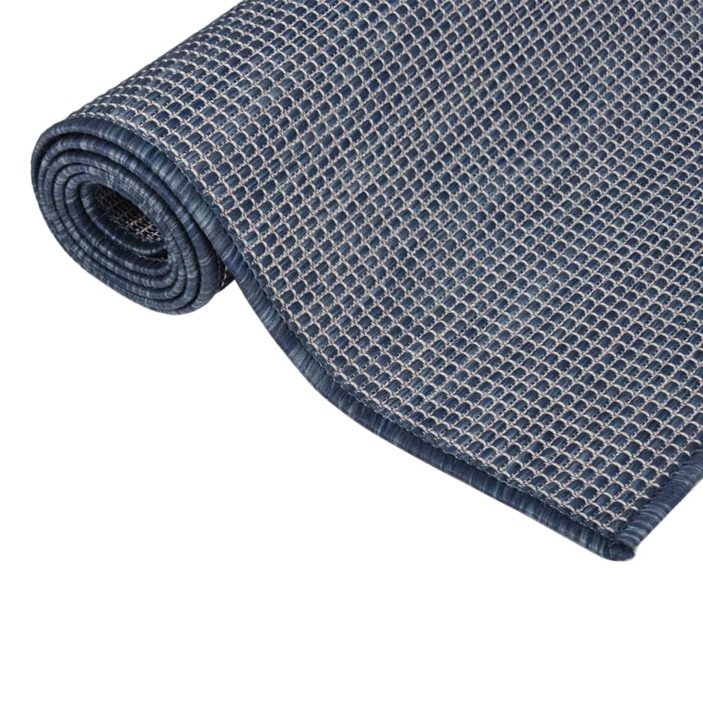 Vanjski tepih ravnog tkanja 80 x 250 cm plavi