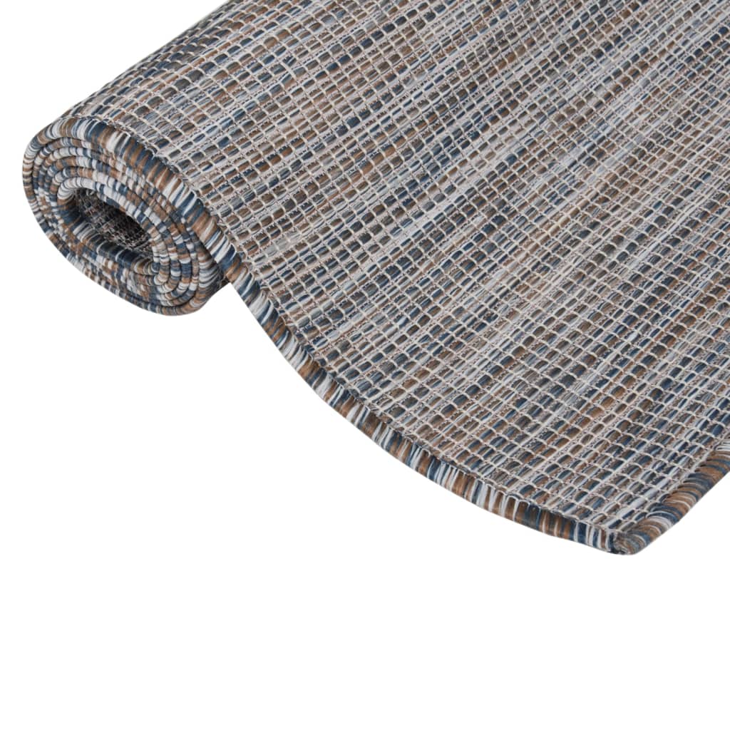 Vanjski tepih ravnog tkanja 80 x 250 cm smeđe-plava