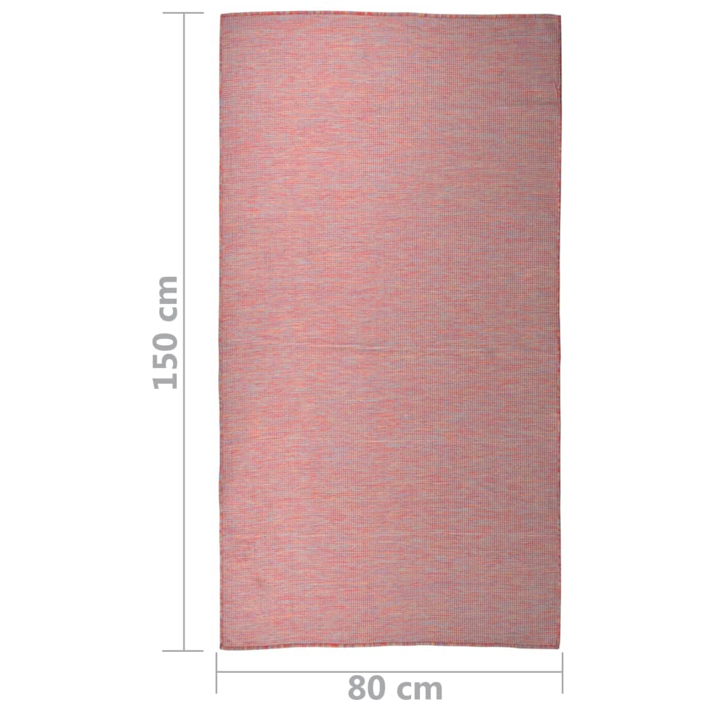 Vanjski tepih ravnog tkanja 80 x 150 cm crveni