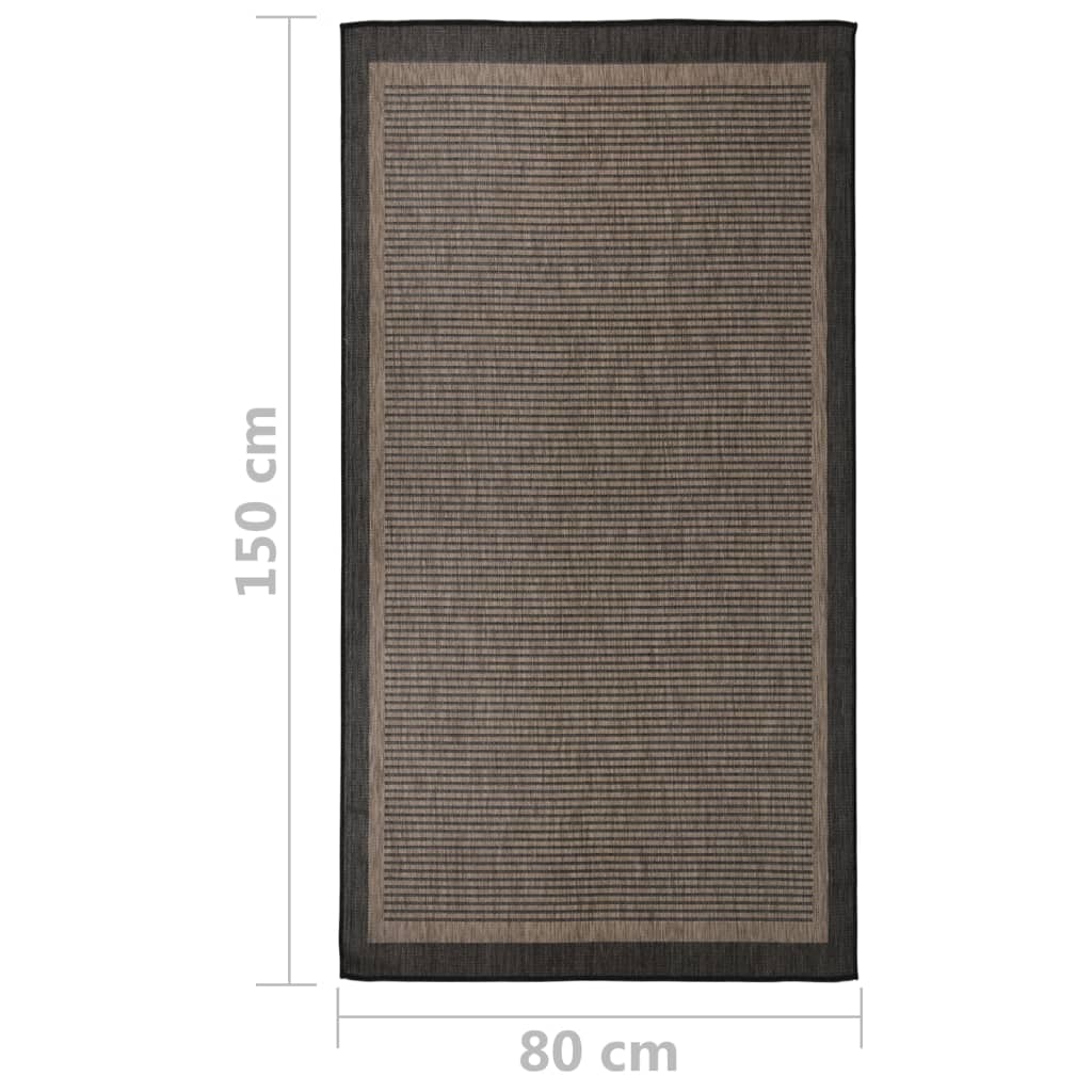 Vanjski tepih ravno tkanja 80 x 150 cm tamnosmeđi