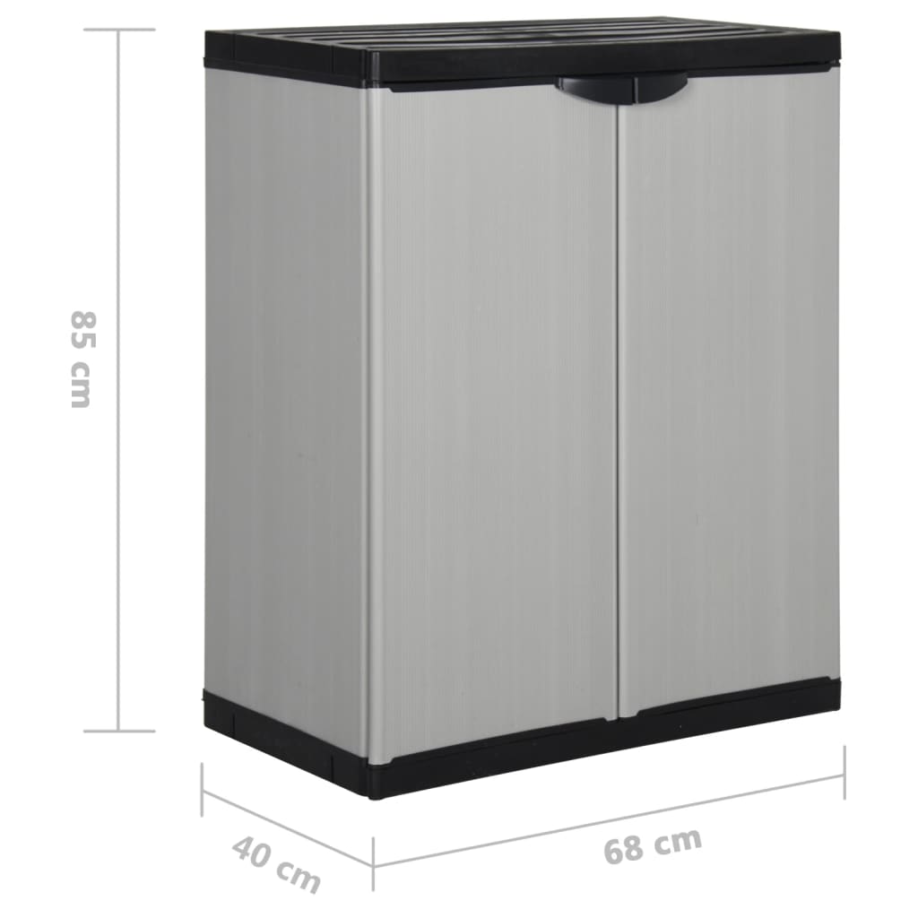Vrtni ormarić za pohranu s 1 policom sivo-crni 68 x 40 x 85 cm